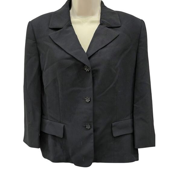 LE SUIT Black Blazer Jacket Notched Collar Single Breasted 3 button Suit Jacket - Picture 1 of 10